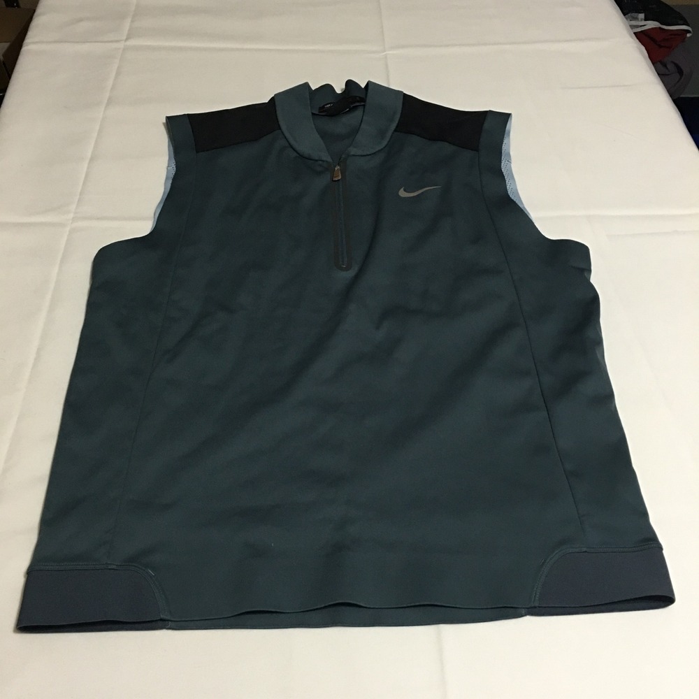 Nike Tiger Woods Collection Golf Vest Mens Large Blue Quarter Zip Sleeveless